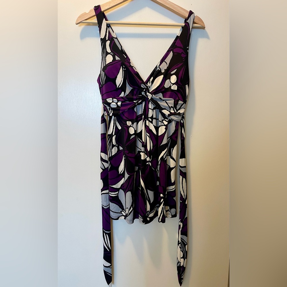 Purple and Black Floral Top